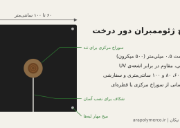 طرح مالچ پلاستیکی دور درخت از ورق ژئوممبران با سوراخ مرکزی و شکاف